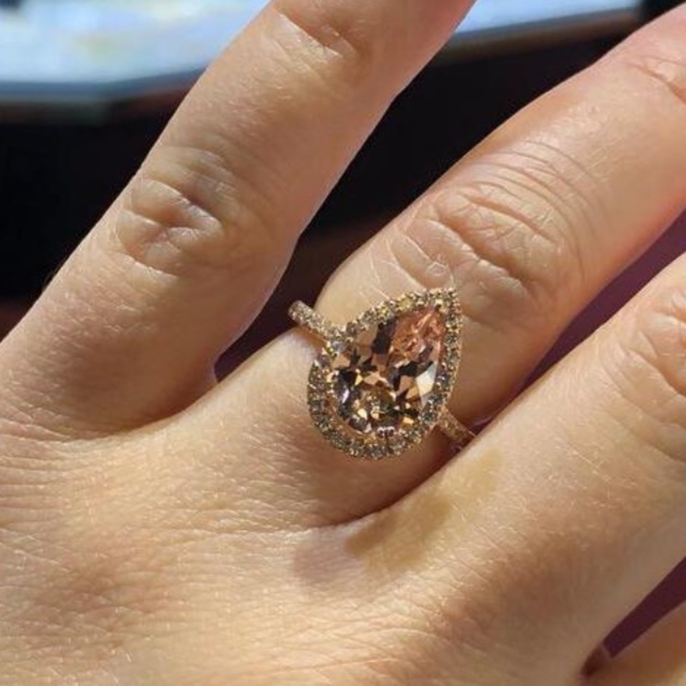 New Teardrop morganite rose gold ring